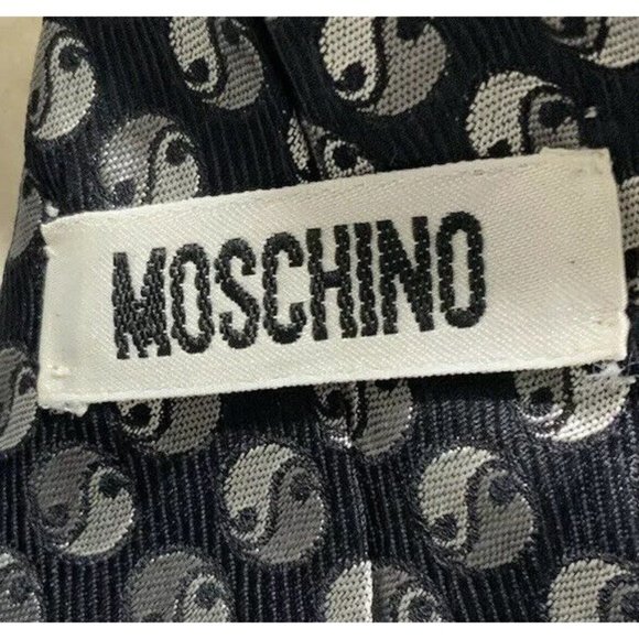 MOSCHINO Black Geometric Silk Tie ITALY 58"/ 4" EC - Picture 3 of 5